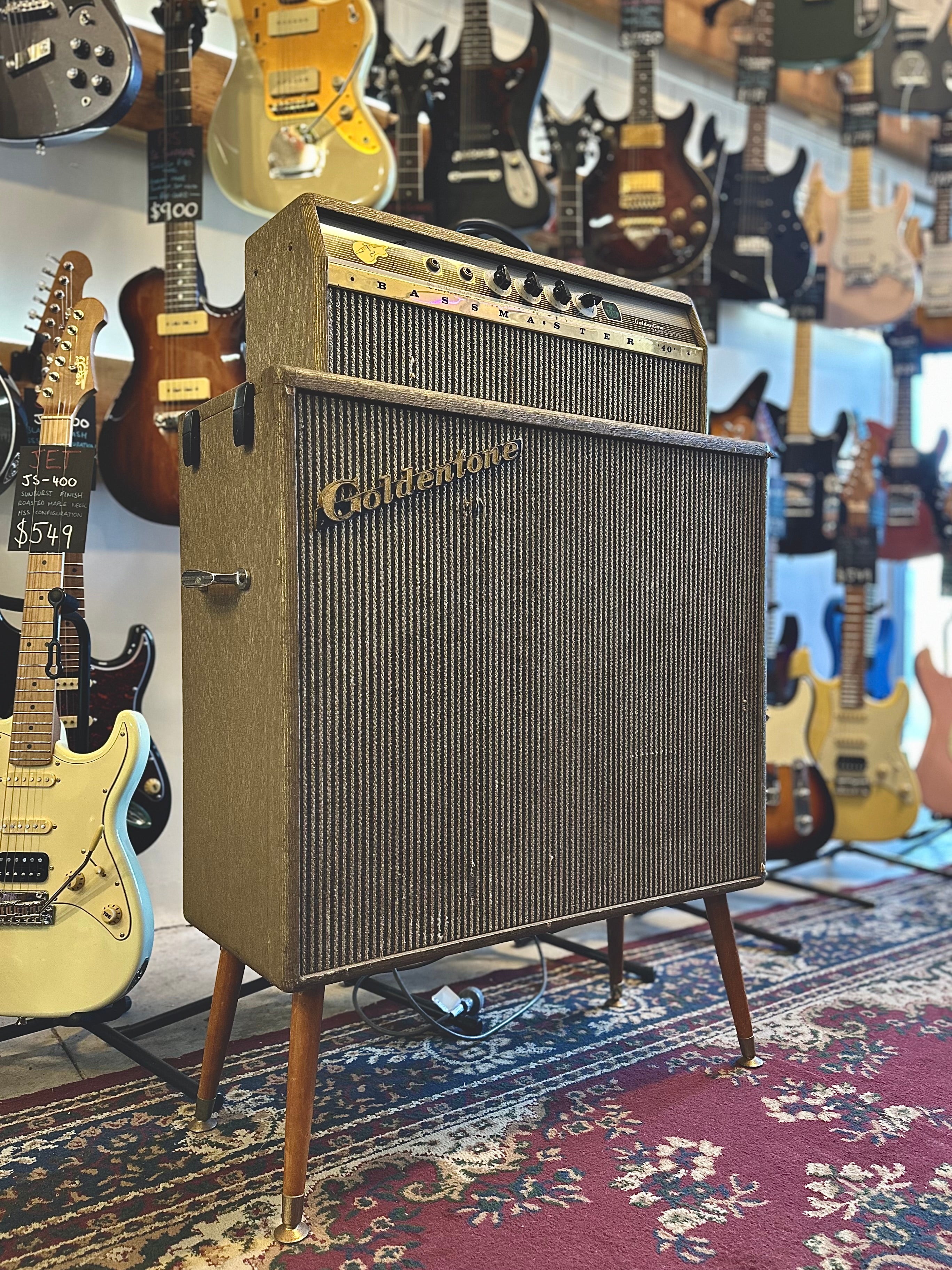 Goldentone | 1756 | Bassmaster 40 | Flip Top Amplifier w/ TV Legs | Re-Conditioned | 1966 | Vintage Goldentone | 1756 | Bassmaster 40 | Flip Top Amplifier w/ TV Legs | Re-Conditioned | 1966 | Vintage